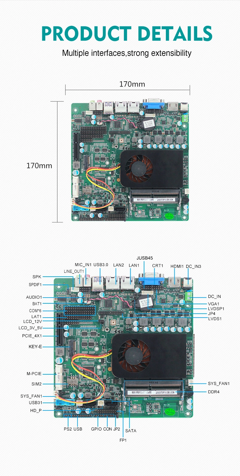 Computer Motherboard Industrial Desktop Tablet PC Core 8th Generation I3 I5 I7 Processor Mini Itx Motherboard